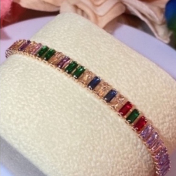 Multi Color Baguette Gemstone Bracelet NEW! - Picture 3 of 7
